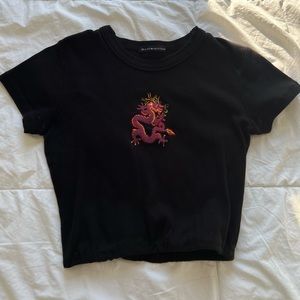 Brandy Melville Elastic Cinched Bottom Dragon Y2K Baby Tee